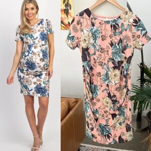 PinkBlush Floral Fitted Maternity Dress